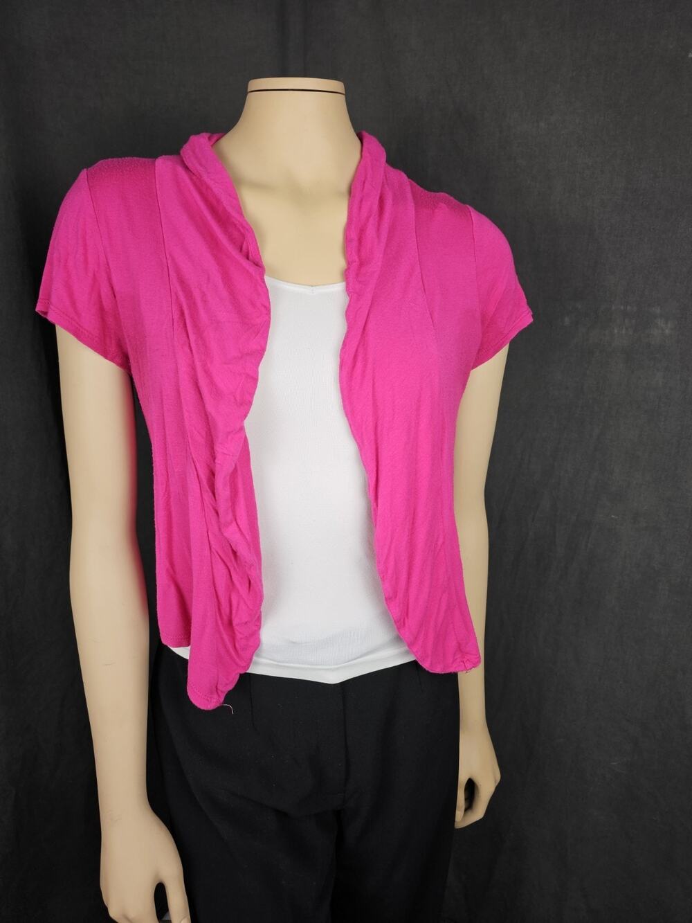 Myth Vintage Y2K Cardigan Shrug Tie Back Open Front Cropped Shawl Ruffle Large